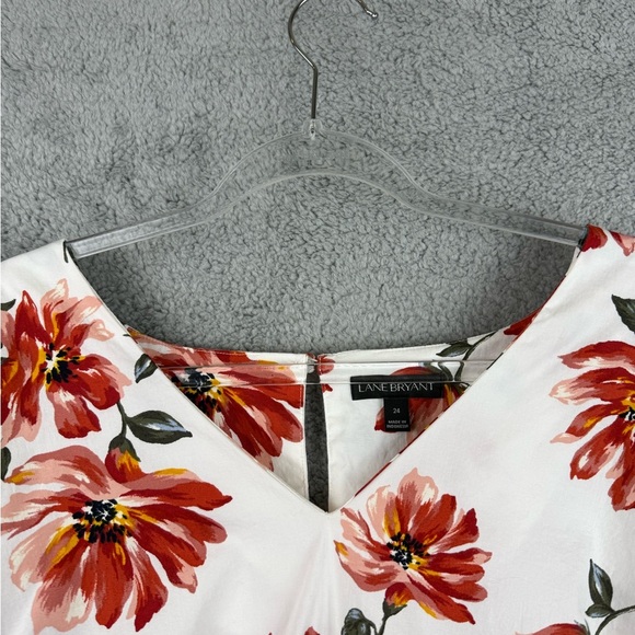 Lane Bryant belted peplum style top red floral size 24 preowned - Picture 5 of 10